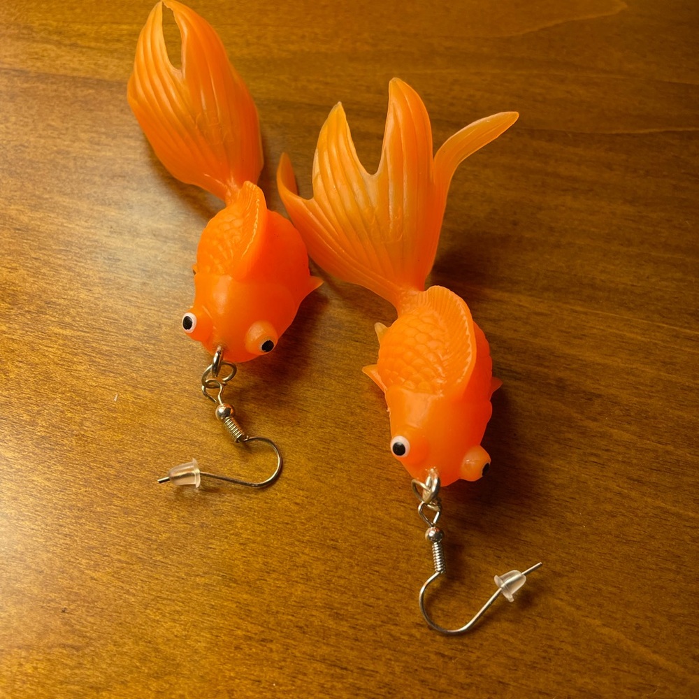 Handmade goldfish earrings